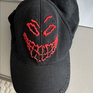 Disturbed Black Cap with Red Embroidered Face